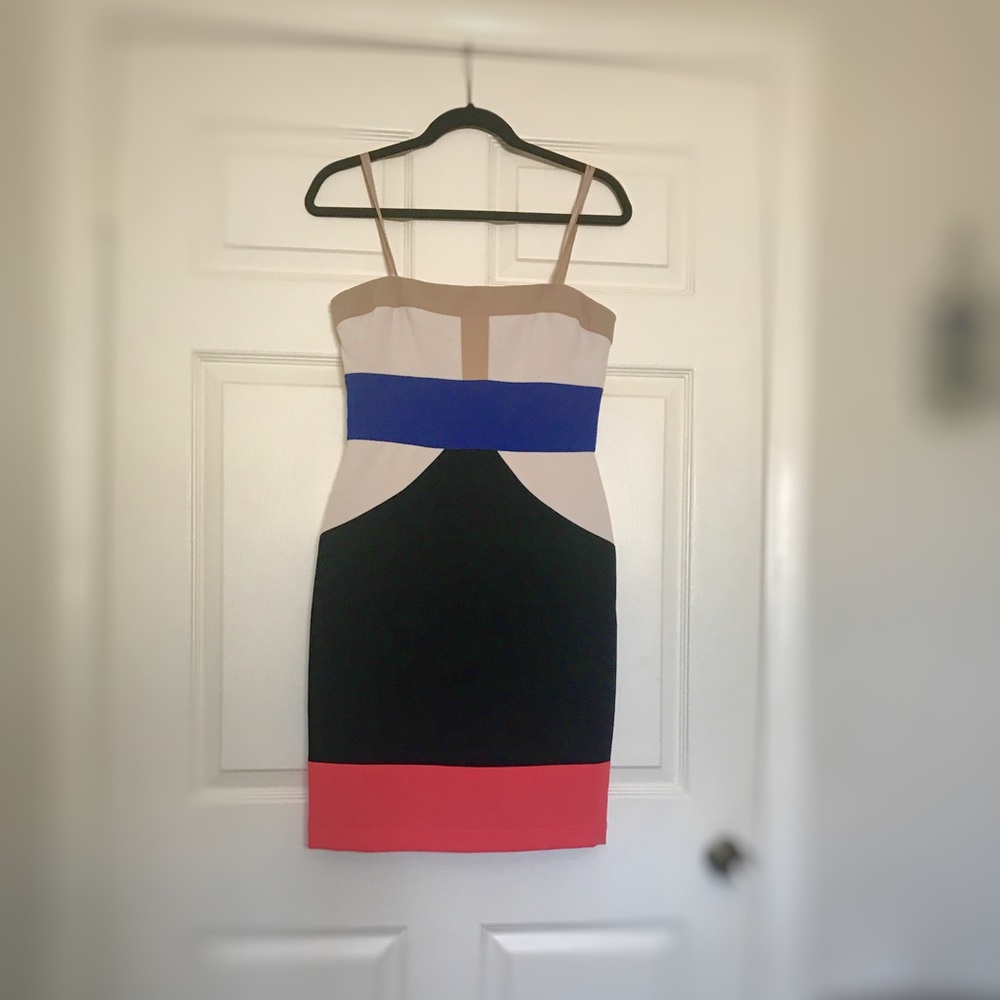 HOT strapless colorblock pencil dress